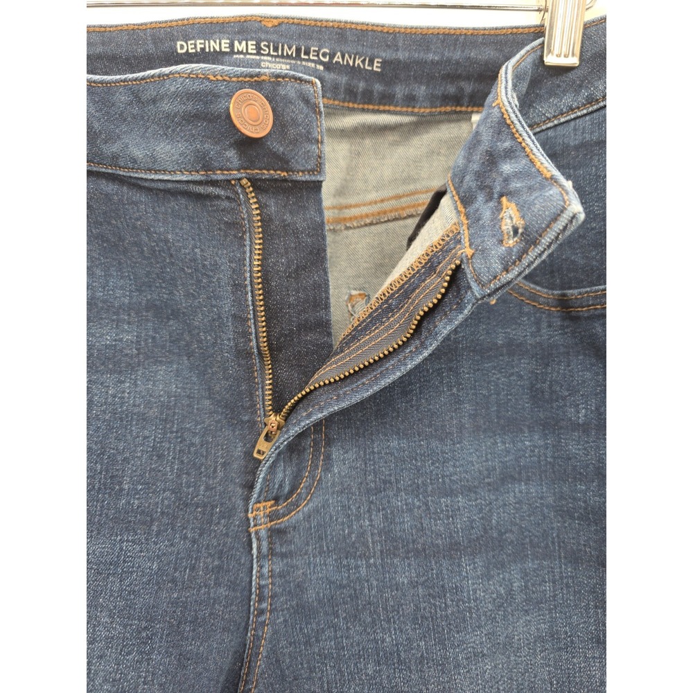 Chico's Define Me Slim Leg Ankle Jeans Size 3R US 16 XL Dark Wash Stretch - Picture 4 of 11